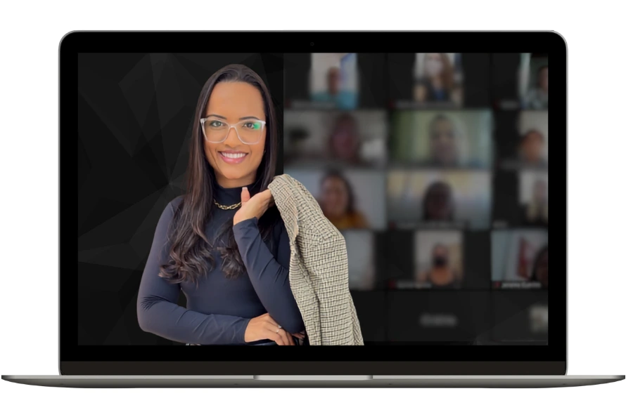 Jéssica apresentando o Molde F1 ao vivo pelo Google Meet